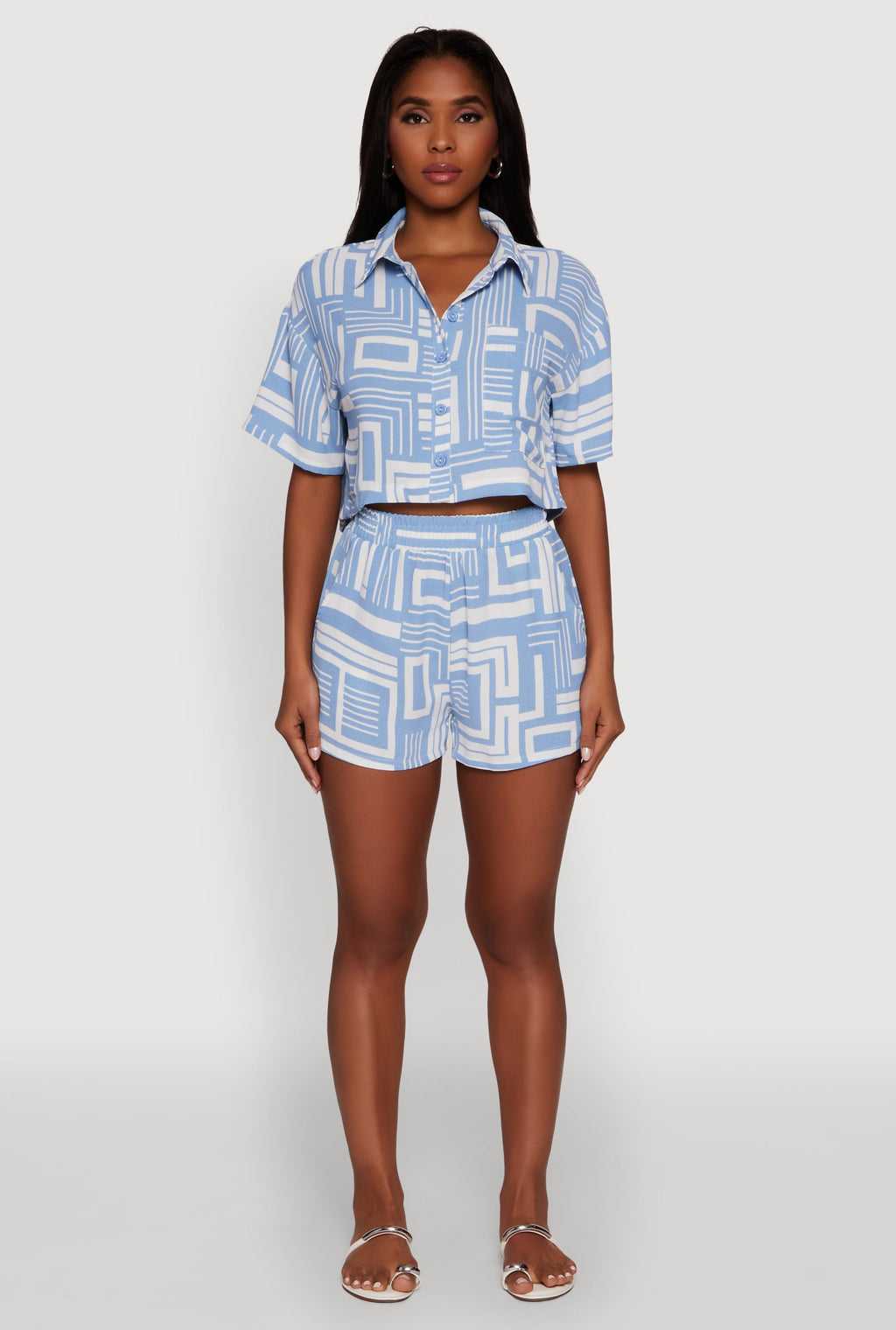 Trendy High Waisted Crepe Knit Shorts with Elastic Waist