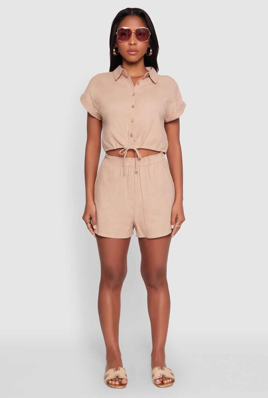 Stylish High Waisted Shorts with Elastic Waist