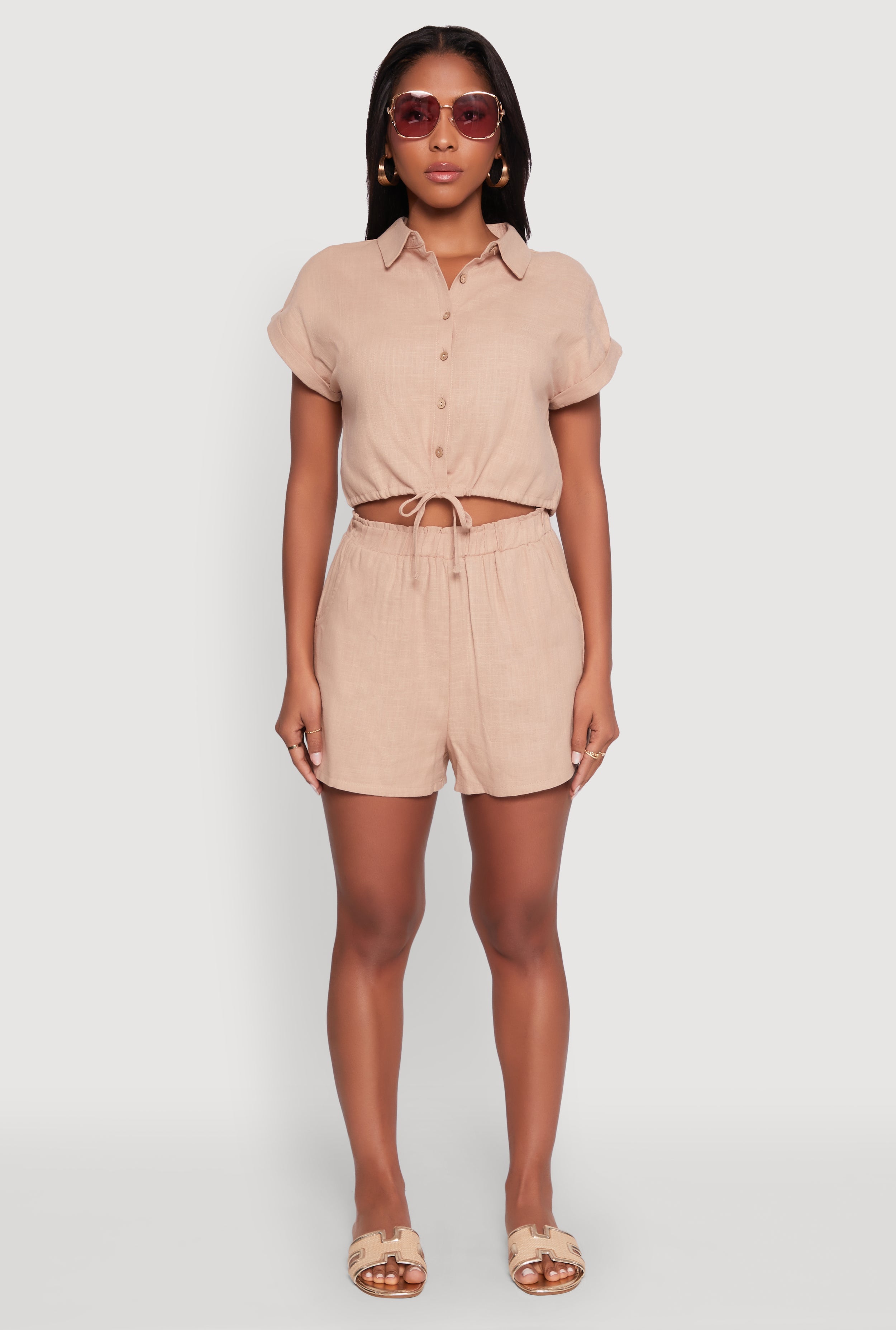 Stylish High Waisted Shorts with Elastic Waist