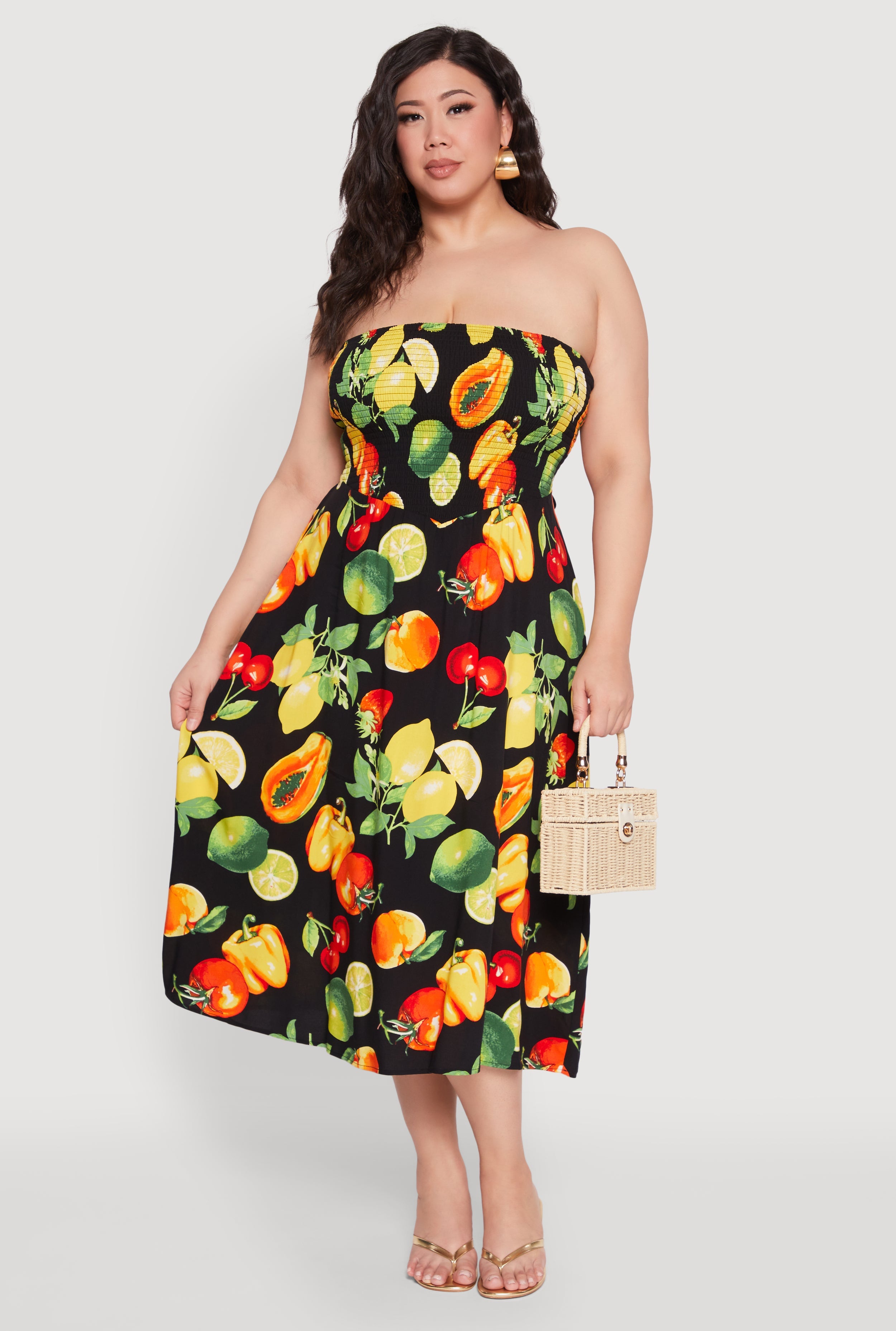Plus Size Almost Famous Assorted Fruit Sleeveless Sundress
