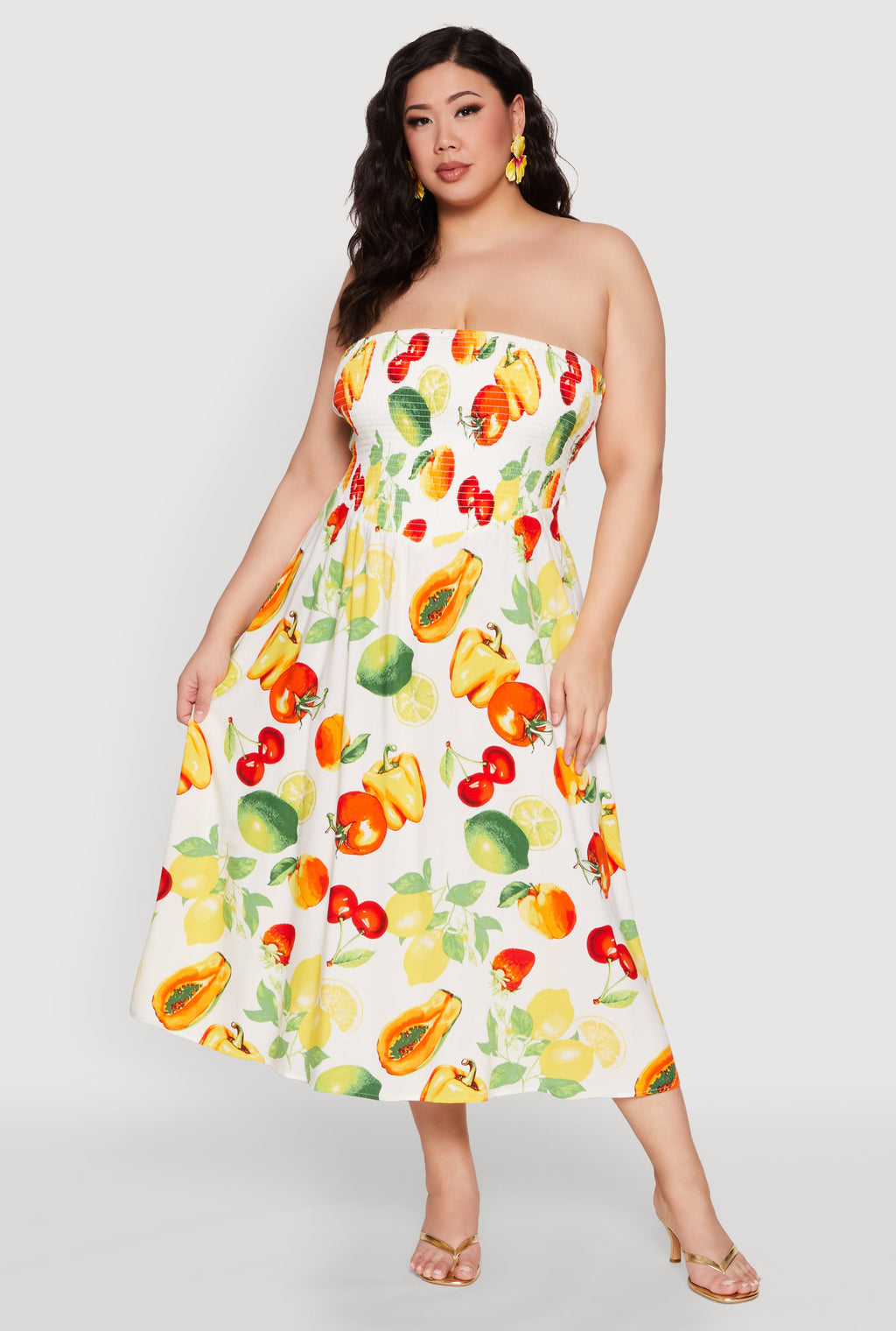 Plus Size Almost Famous Assorted Fruit Sleeveless Sundress