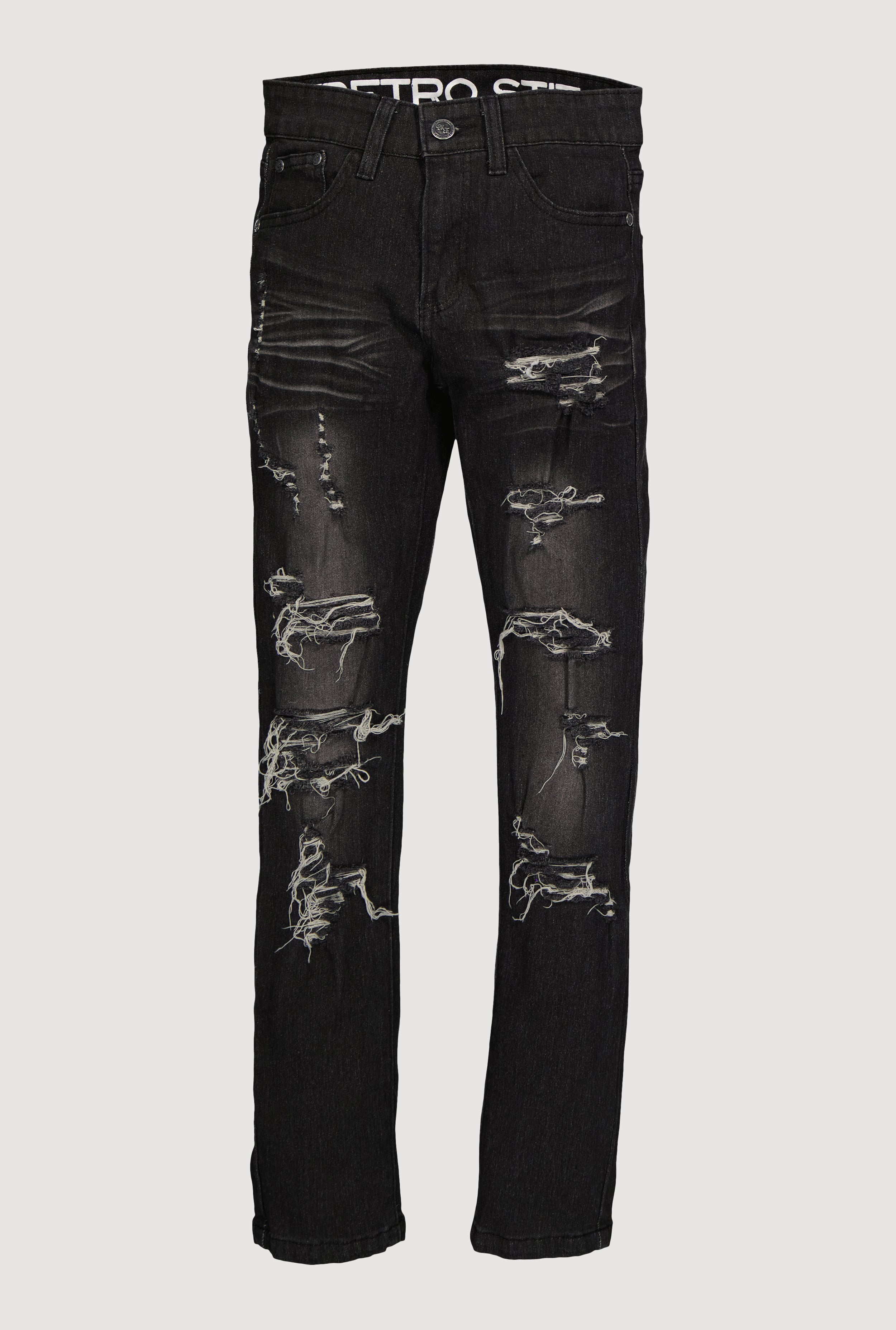 Boys Skinny Leg Distressed Stretch Jeans