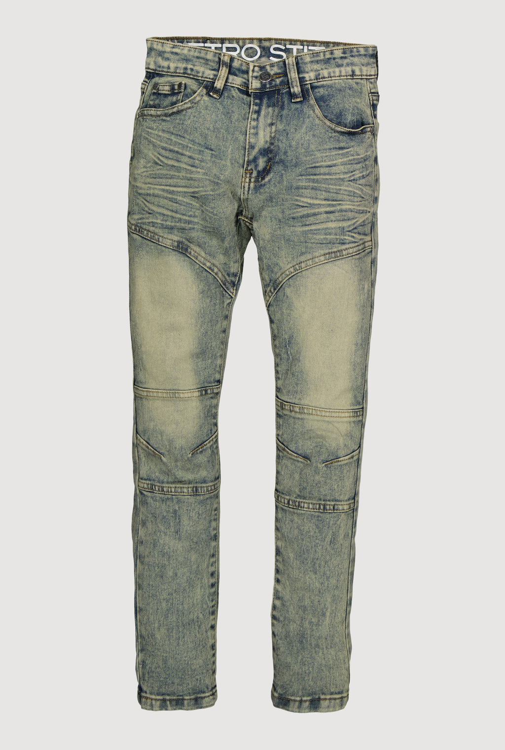 Boys Acid Wash Stretch Moto Jeans