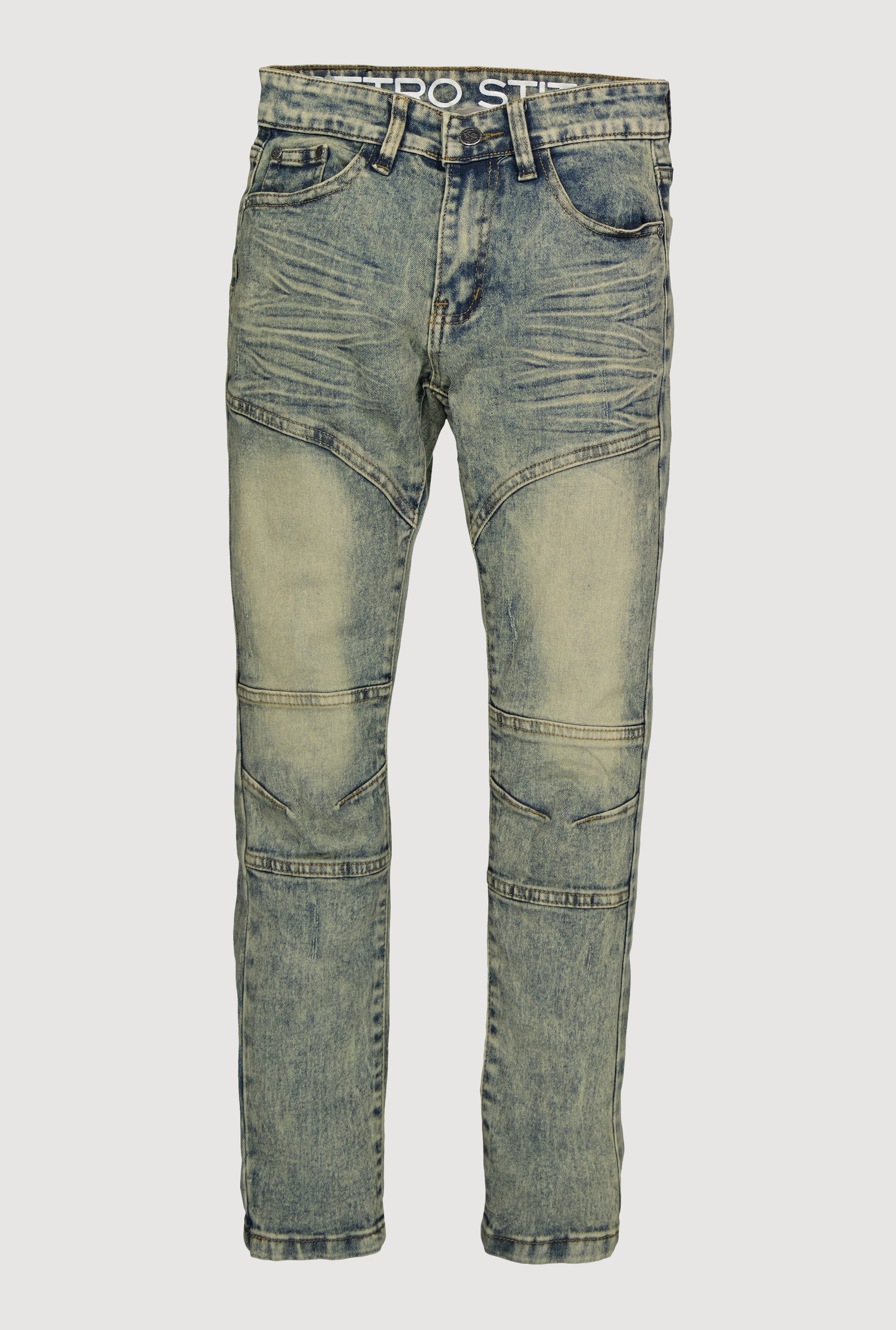 Boys Acid Wash Stretch Moto Jeans