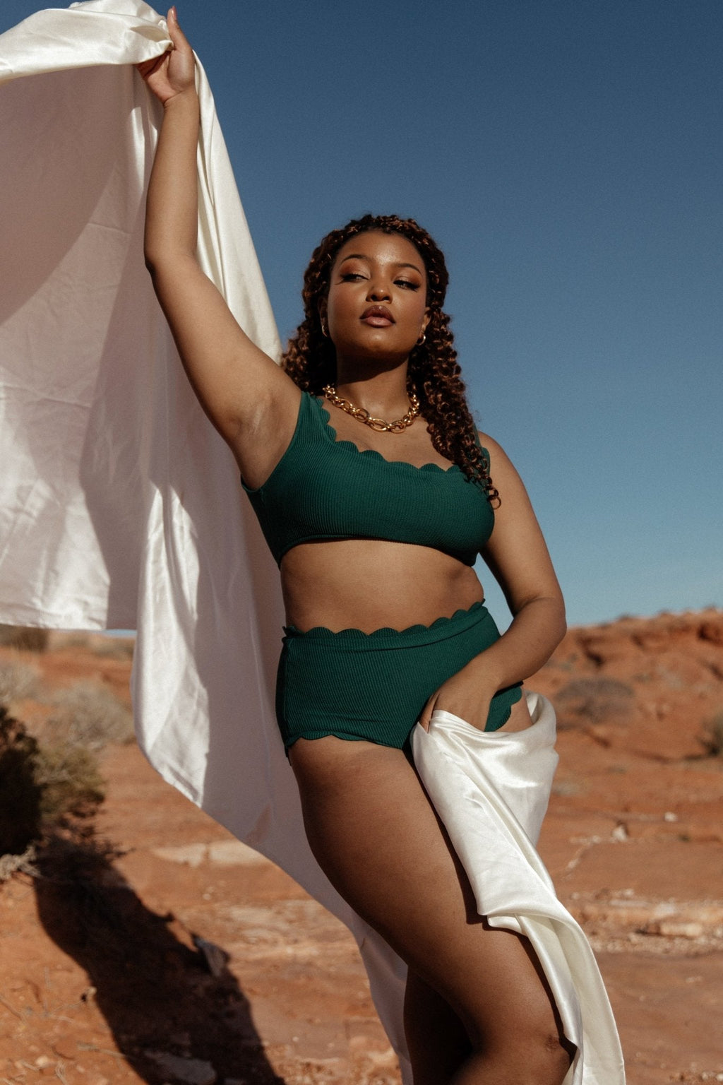 Honolulu Scalloped Bikini Top | Green