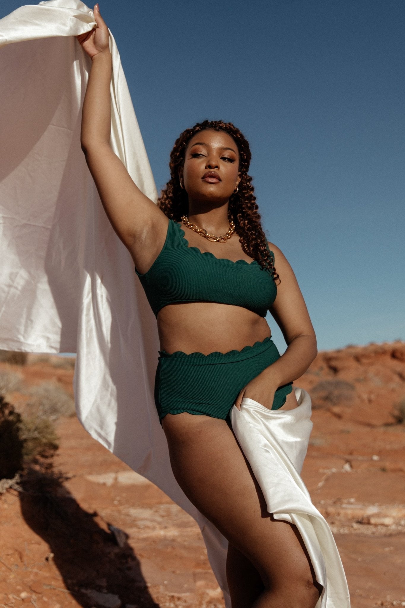 Honolulu Scalloped Bikini Top | Green