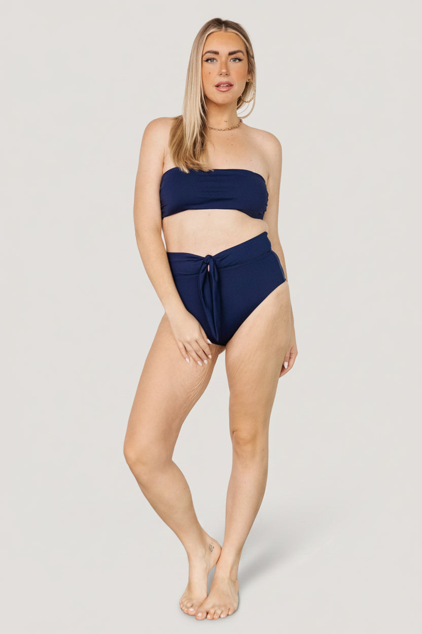 Milos High Waist Bikini Bottom | Navy