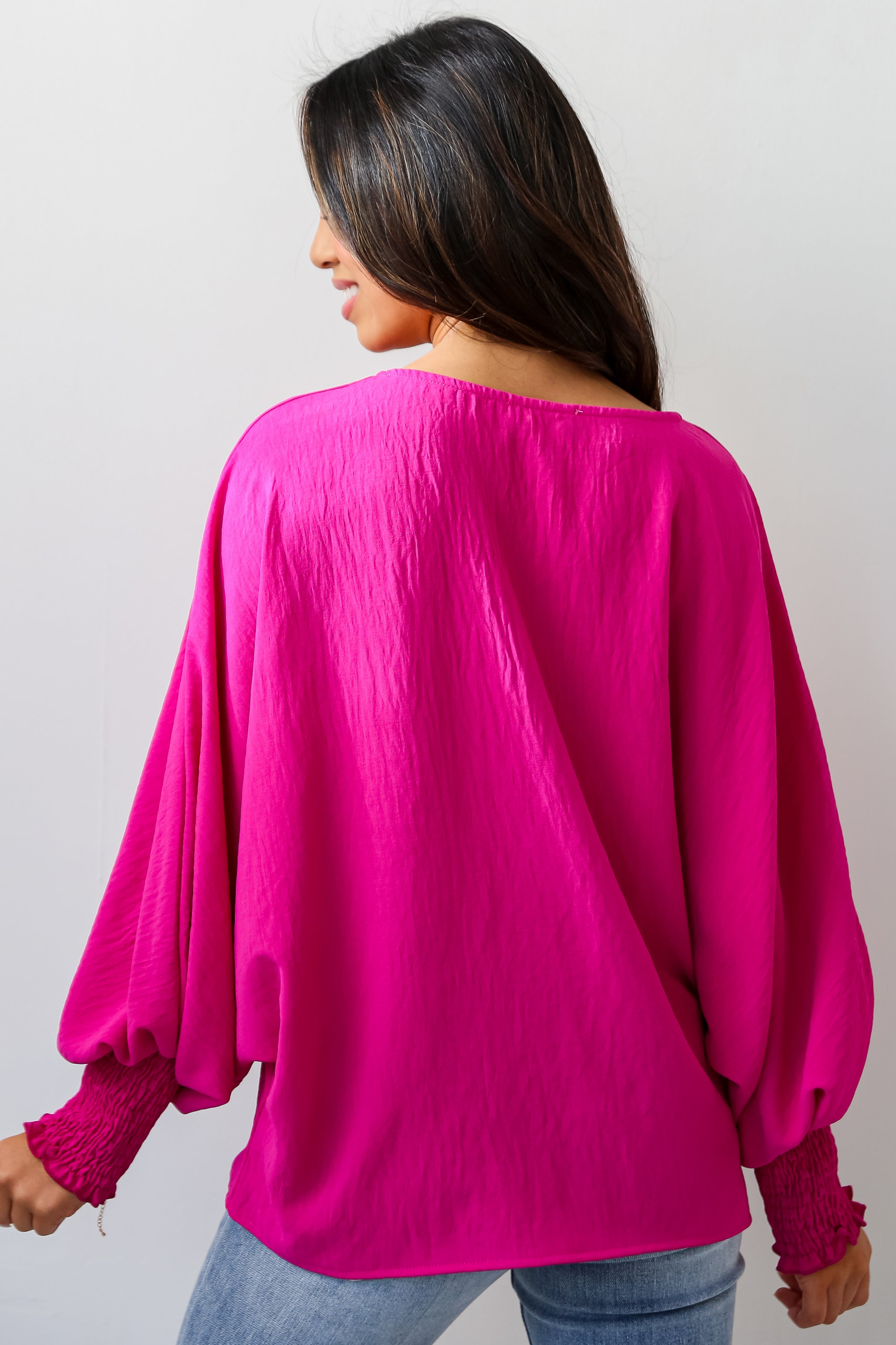 FINAL SALE - Elevated Sensibility Fuchsia Oversized Blouse
