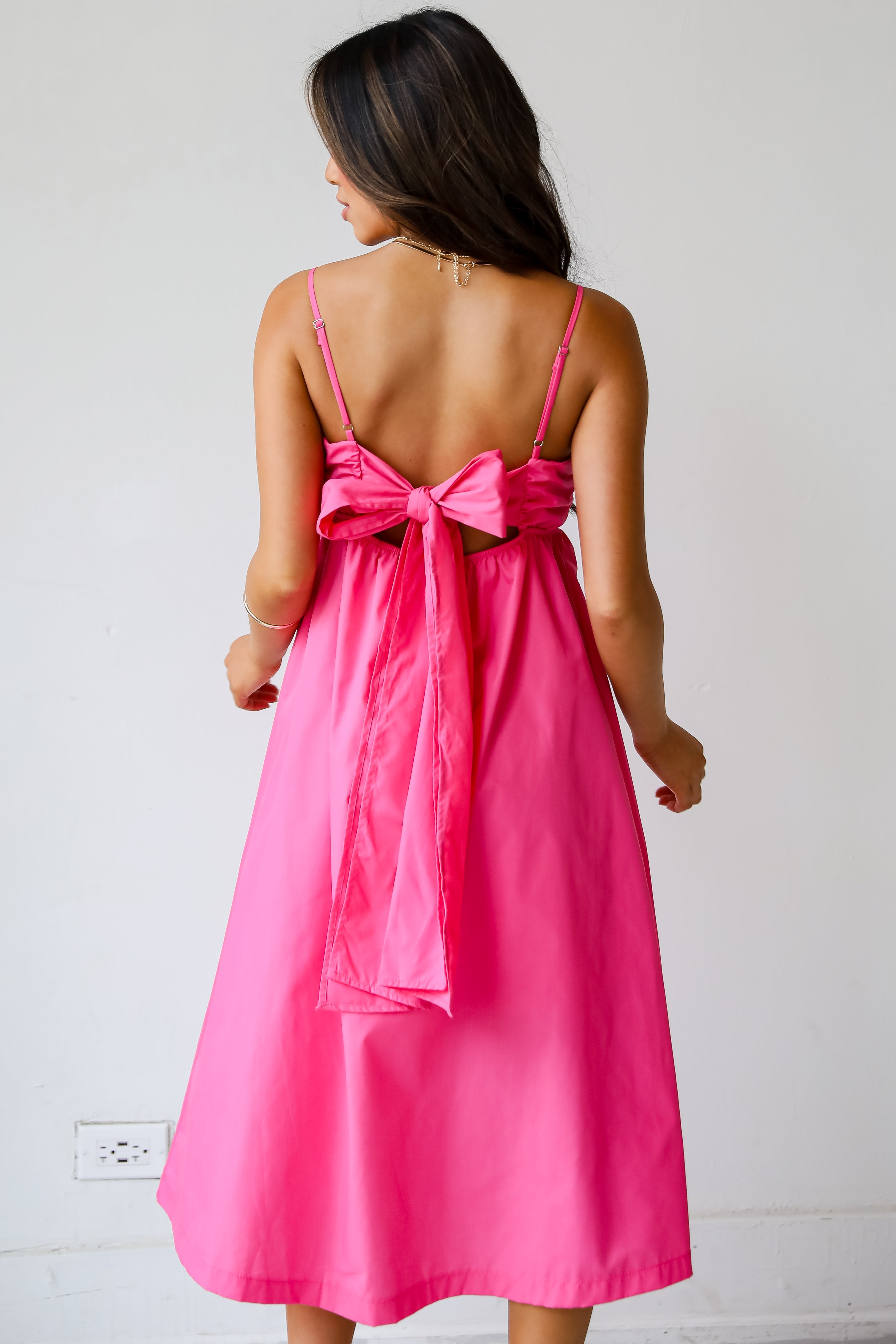 FINAL SALE - Sent To Charm Fuchsia Midi Dress