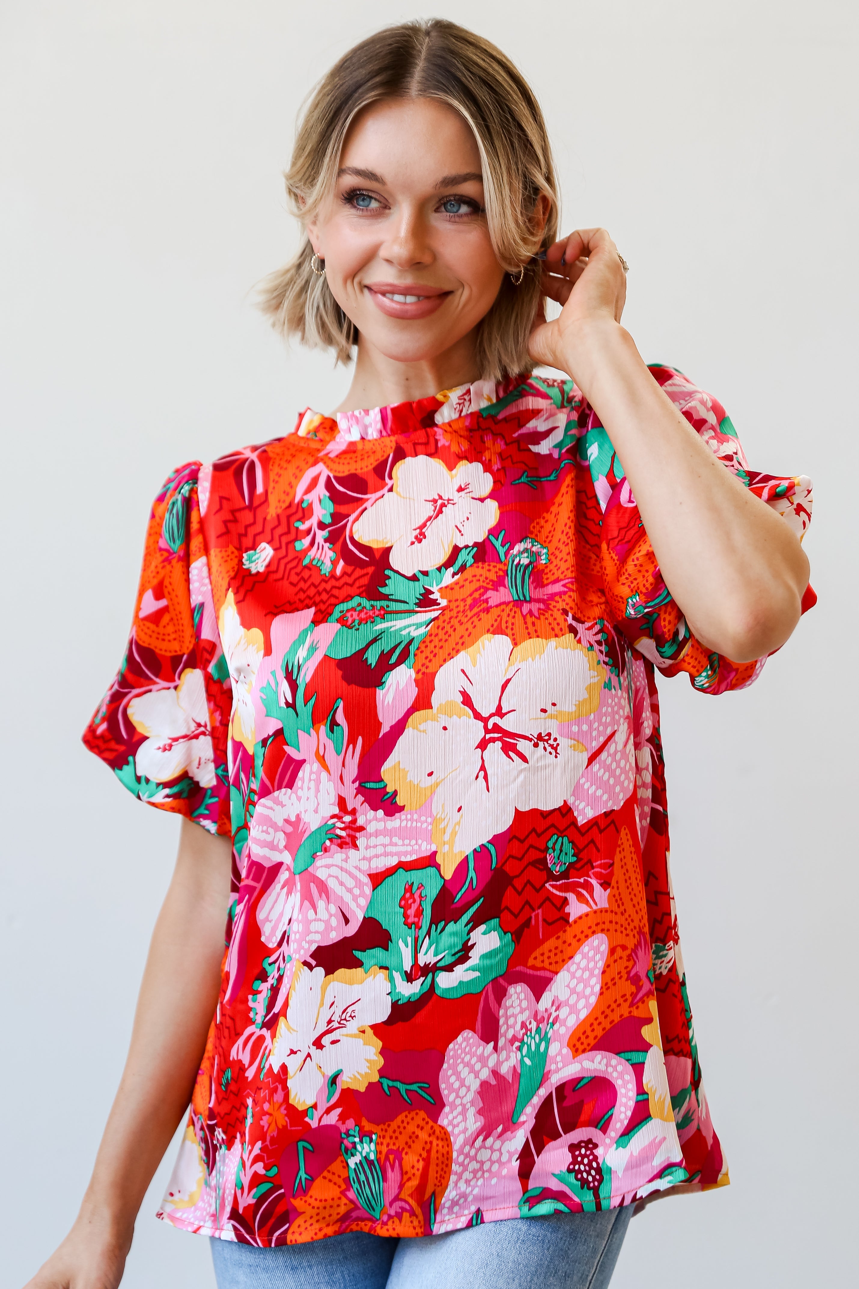 FINAL SALE - Sunny Match Fuchsia Floral Blouse